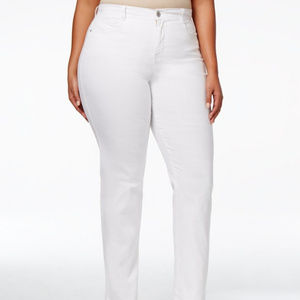 White Tummy-Control Slim-Leg Jeans
